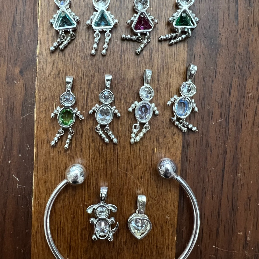 Sterling Silver Family Birthstone 10 Charms & Bracelet Set - Picture 2 of 11